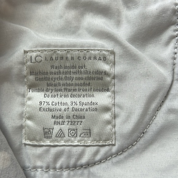 Lauren Conrad Blue and White Polka Dot Jean Shorts Frayed Hem 4 - Picture 12 of 12